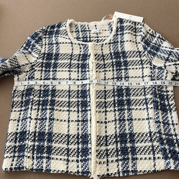 SUZY D LONDON GIO SHORT FRINGE JACKET - Blue Check- XL - Picture 8 of 12